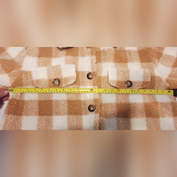 NWT Papa Vancouver Cozy Checkered Teddy Jacket - Brown and White Check - Picture 8 of 11